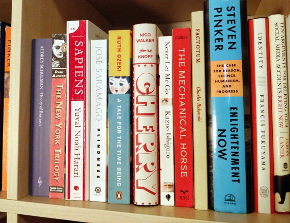 A photo of books on a bookshelf